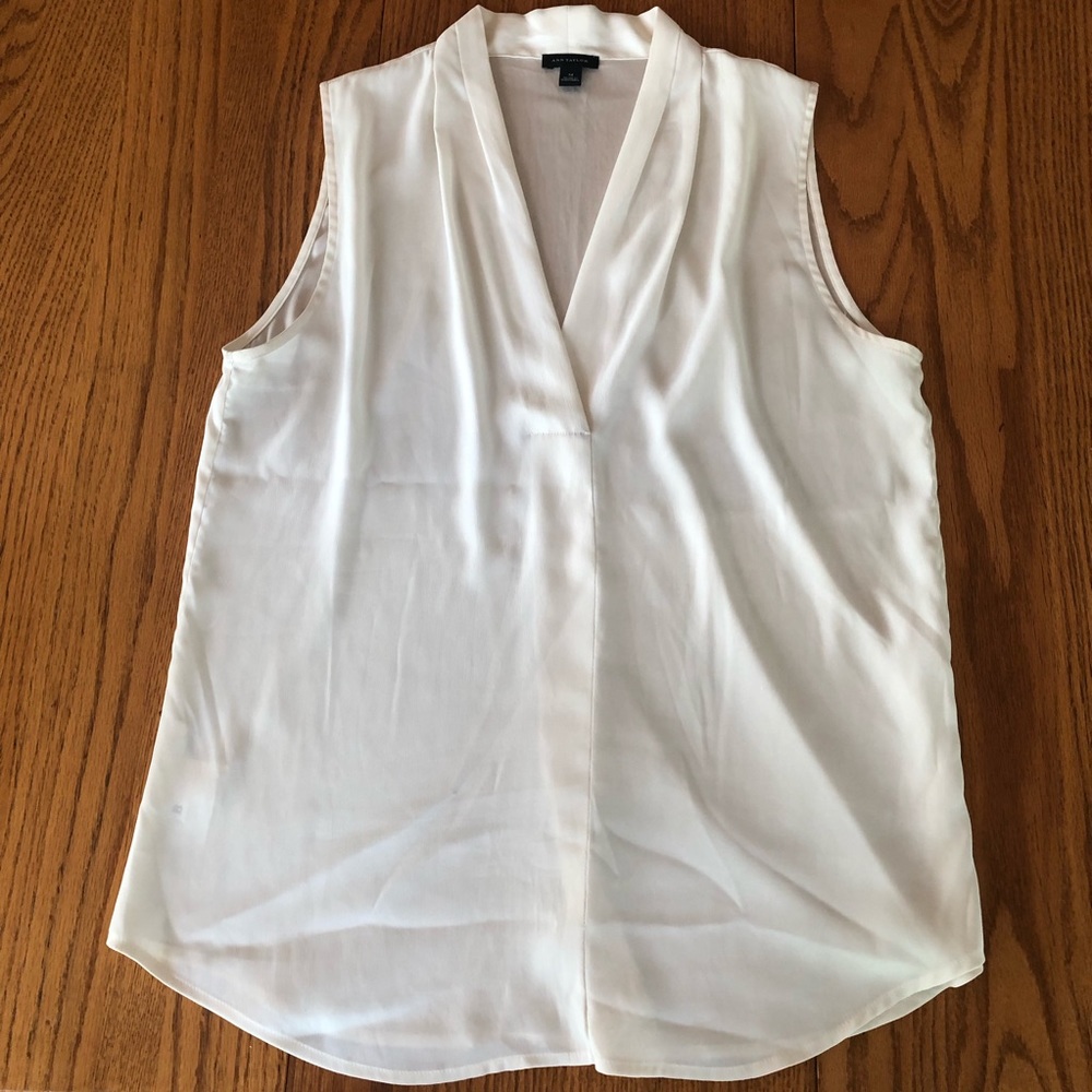 Ann Taylor White Sleeveless Blouse